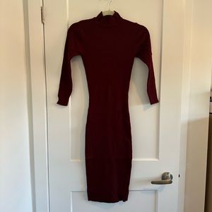 Forever 21 bodycon knit dress deep red Small